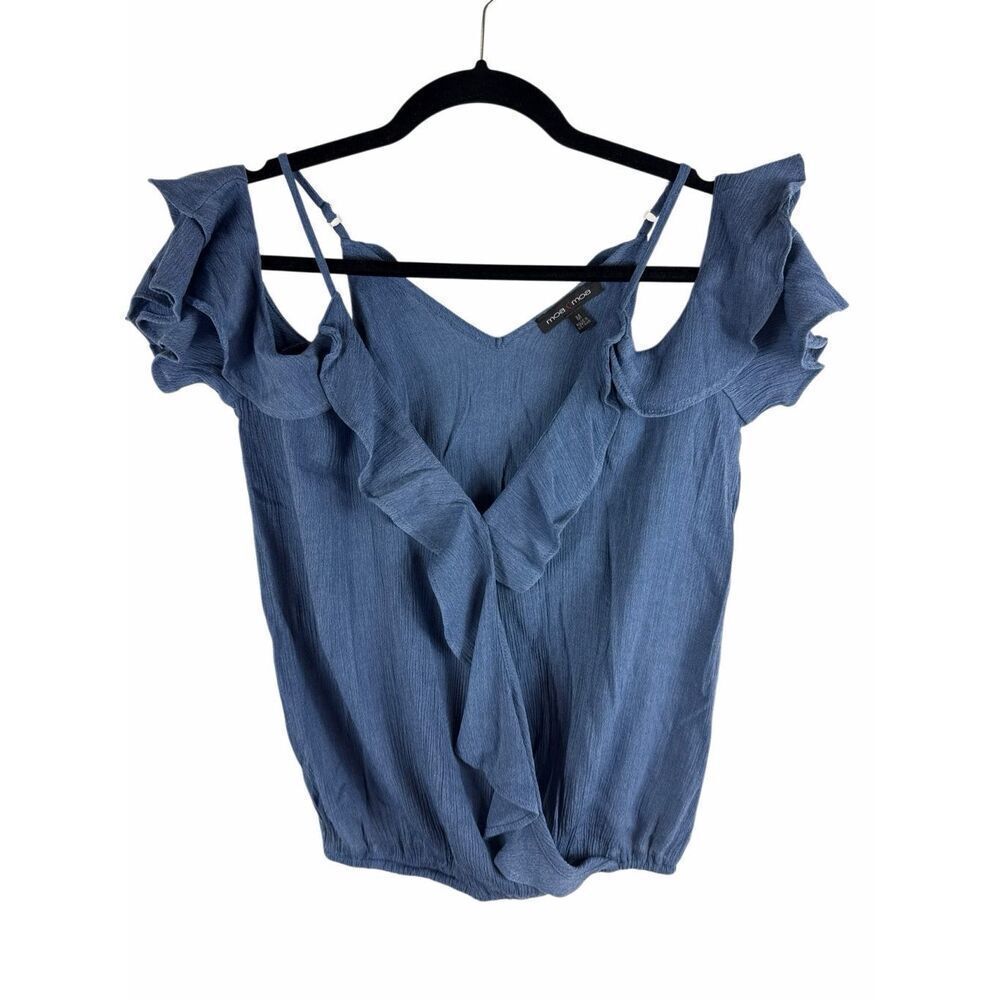 Moa Moa Chambray Cold Shoulder Blouse- size M